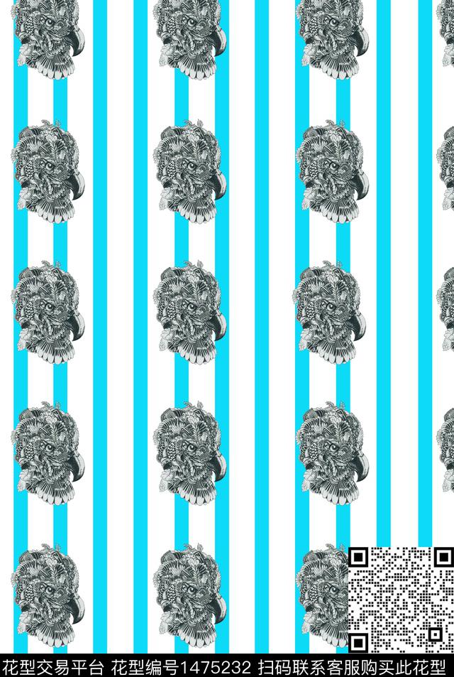 线条老鹰单色底数码印花华亿平台下载（图片编号: 1475232） - 瓦栏（Walan）