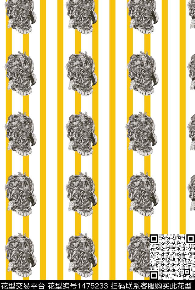 线条老鹰单色底数码印花华亿平台下载（图片编号: 1475233） - 瓦栏（Walan）