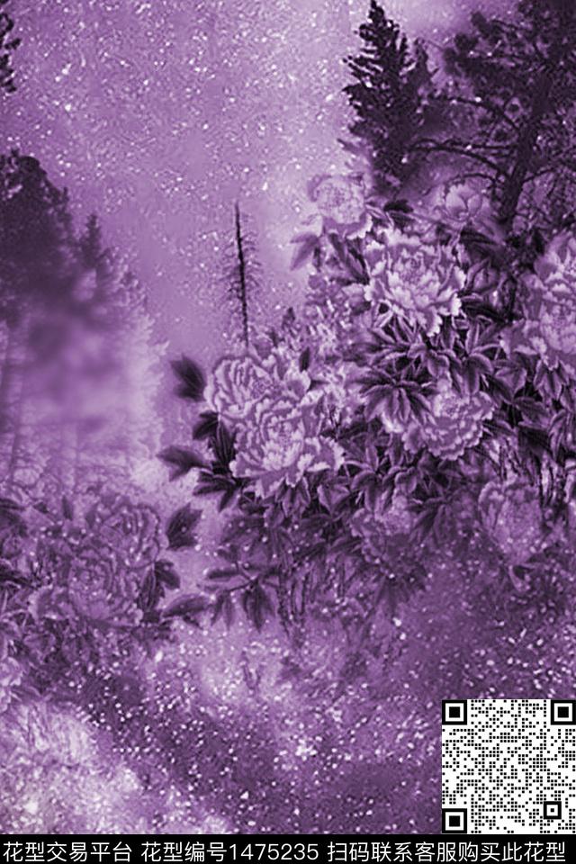 花卉风景景观月季花数码印花华亿平台下载（图片编号: 1475235） - 瓦栏（Walan）