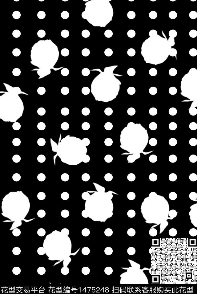 清爽底花卉单色波点数码印花华亿平台下载（图片编号: 1475248） - 瓦栏（Walan）