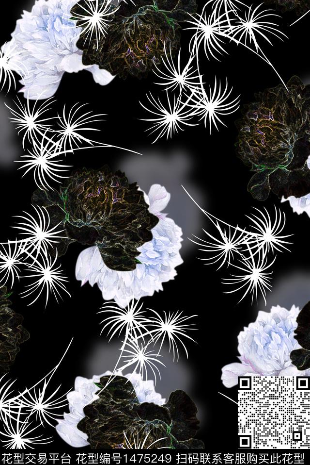 花卉牡丹扇数码印花华亿平台下载（图片编号: 1475249） - 瓦栏（Walan）