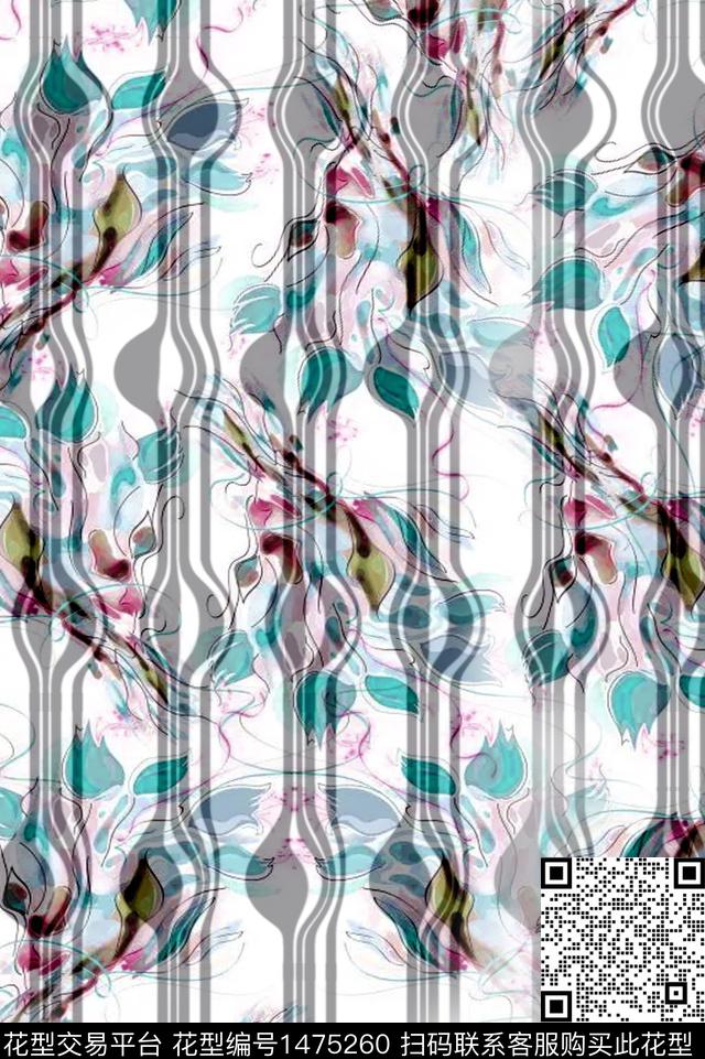 几何清爽底花卉小碎花数码印花华亿平台下载（图片编号: 1475260） - 瓦栏（Walan）