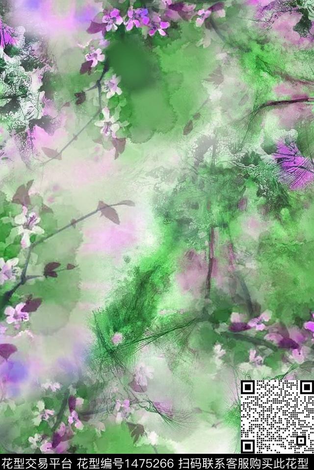 纹理民族风树数码印花华亿平台下载（图片编号: 1475266） - 瓦栏（Walan）