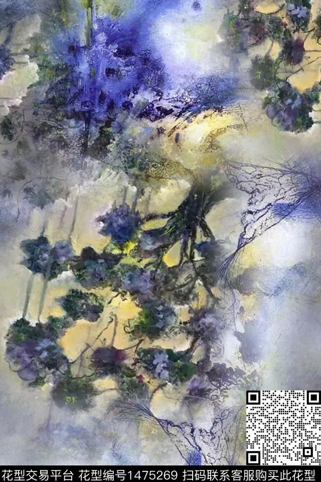 纹理民族风树数码印花华亿平台下载（图片编号: 1475269） - 瓦栏（Walan）