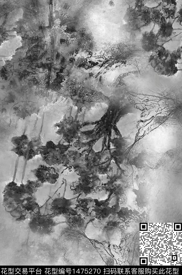 纹理民族风树数码印花华亿平台下载（图片编号: 1475270） - 瓦栏（Walan）