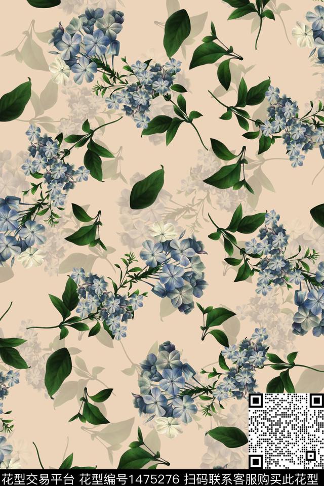 清爽底花卉花卉春夏华亿平台数码印花华亿平台下载（图片编号: 1475276） - 瓦栏（Walan）
