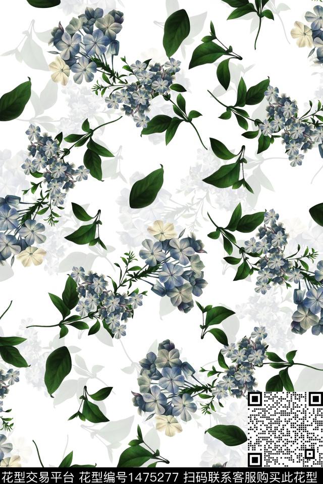 清爽底花卉花卉春夏华亿平台数码印花华亿平台下载（图片编号: 1475277） - 瓦栏（Walan）
