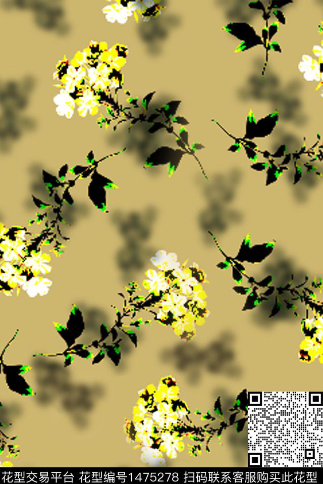 花卉植物小野菊数码印花华亿平台下载（图片编号: 1475278） - 瓦栏（Walan）