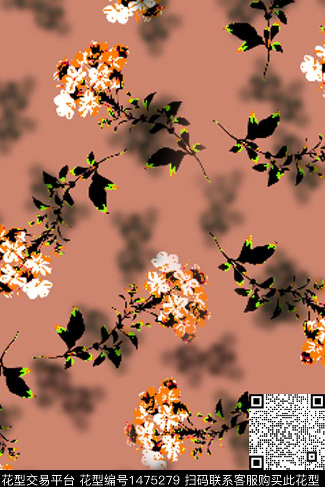 花卉植物小野菊数码印花华亿平台下载（图片编号: 1475279） - 瓦栏（Walan）