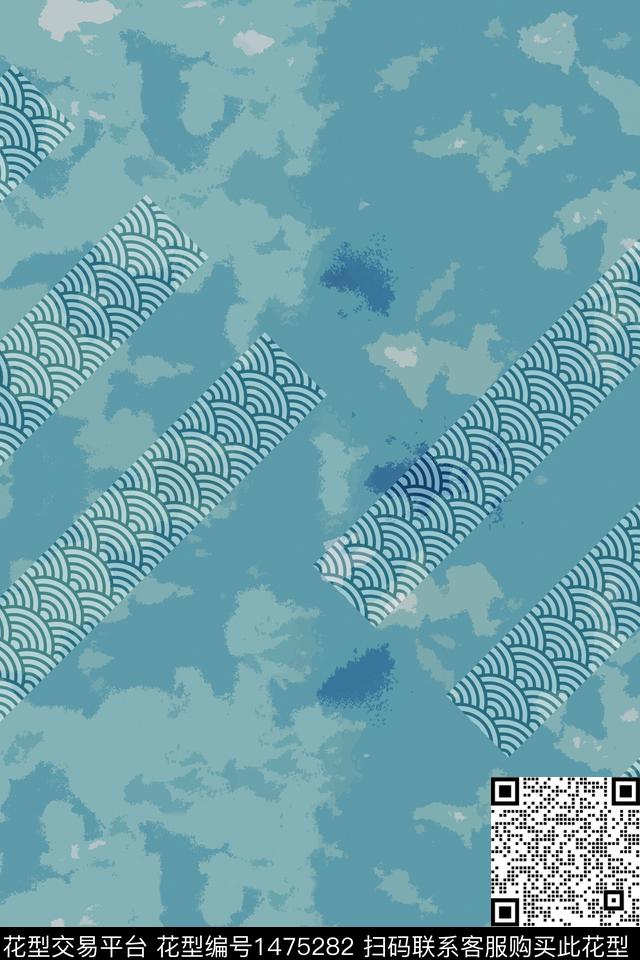 线条时尚男装满版花数码印花华亿平台下载（图片编号: 1475282） - 瓦栏（Walan）