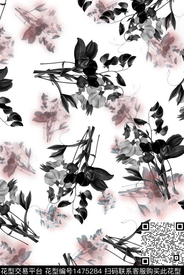 清爽底花卉花卉春夏华亿平台数码印花华亿平台下载（图片编号: 1475284） - 瓦栏（Walan）