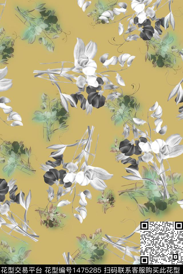 清爽底花卉花卉春夏华亿平台数码印花华亿平台下载（图片编号: 1475285） - 瓦栏（Walan）