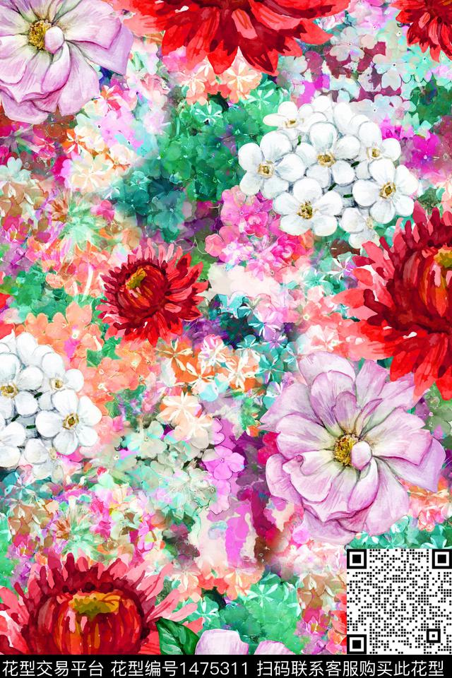 花卉中国风小碎花数码印花华亿平台下载（图片编号: 1475311） - 瓦栏（Walan）