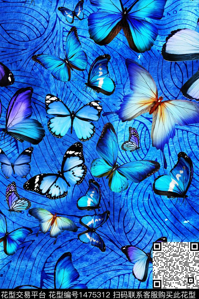 春夏华亿平台蝴蝶数码印花华亿平台下载（图片编号: 1475312） - 瓦栏（Walan）