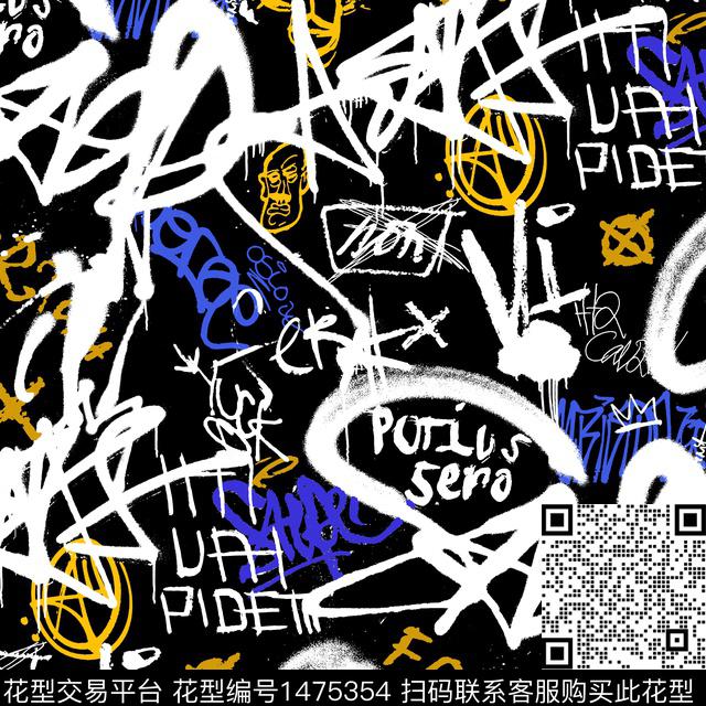 涂鸦字母趣味传统印花华亿平台下载（图片编号: 1475354） - 瓦栏（Walan）