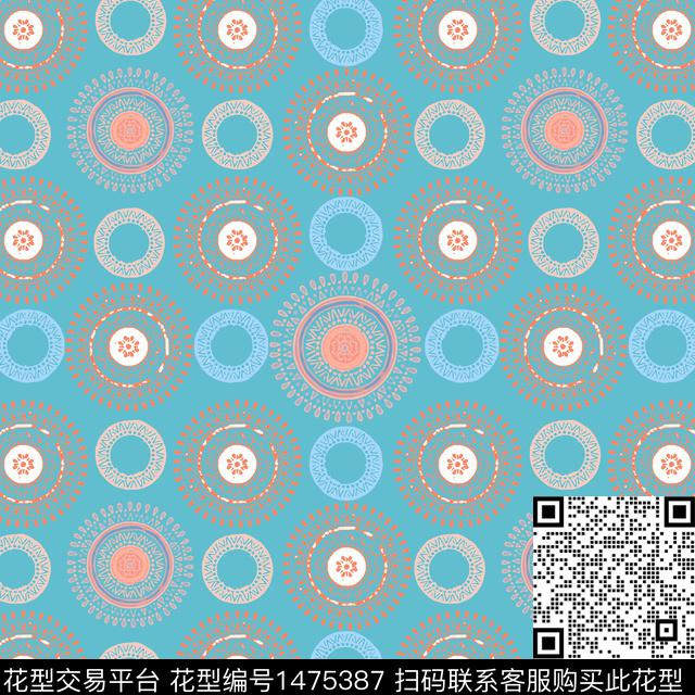 几何民族风圆圈与波点传统印花华亿平台下载（图片编号: 1475387） - 瓦栏（Walan）