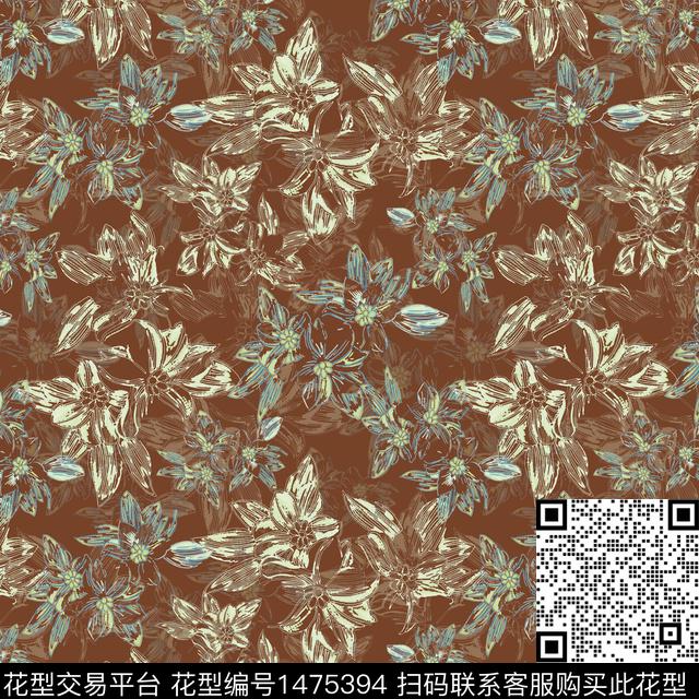 花卉手绘小碎花传统印花华亿平台下载（图片编号: 1475394） - 瓦栏（Walan）