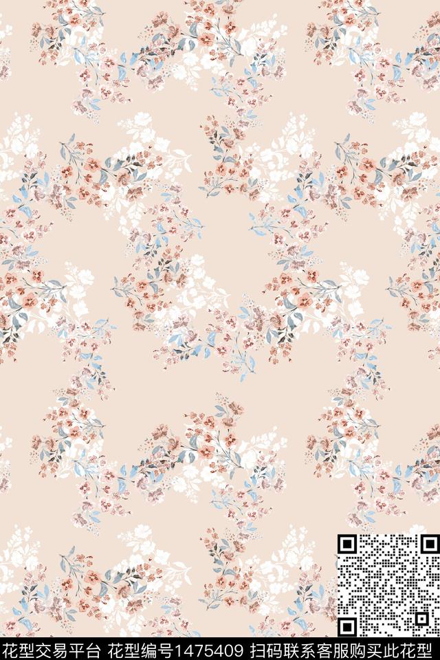 清爽底花卉花卉大牌风数码印花华亿平台下载（图片编号: 1475409） - 瓦栏（Walan）