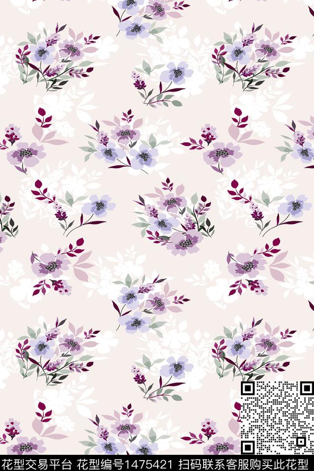 花卉小清新真丝数码印花华亿平台下载（图片编号: 1475421） - 瓦栏（Walan）