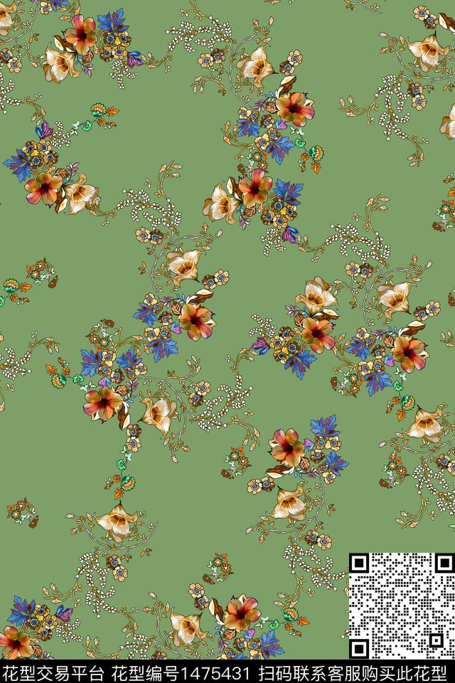 香云纱小碎花中老年数码印花华亿平台下载（图片编号: 1475431） - 瓦栏（Walan）