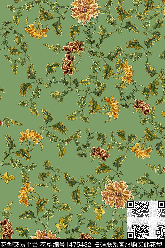 香云纱小碎花中老年数码印花华亿平台下载（图片编号: 1475432） - 瓦栏（Walan）