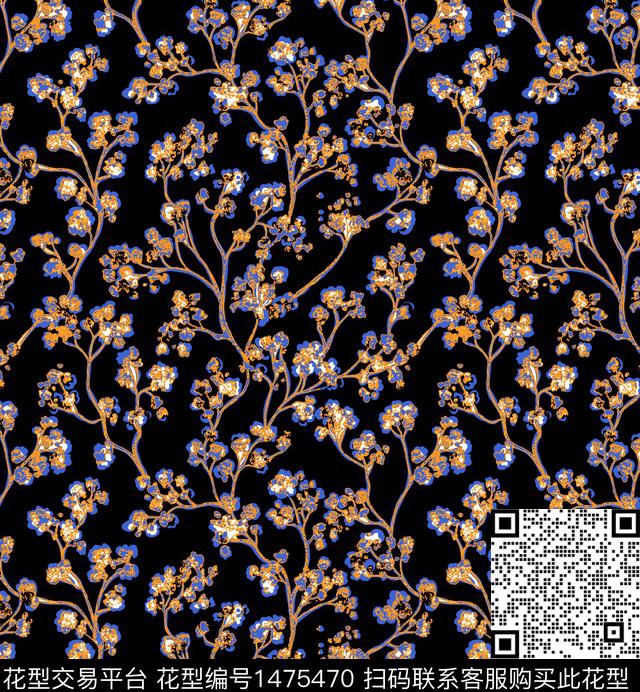 清爽底花卉花卉春夏华亿平台数码印花华亿平台下载（图片编号: 1475470） - 瓦栏（Walan）