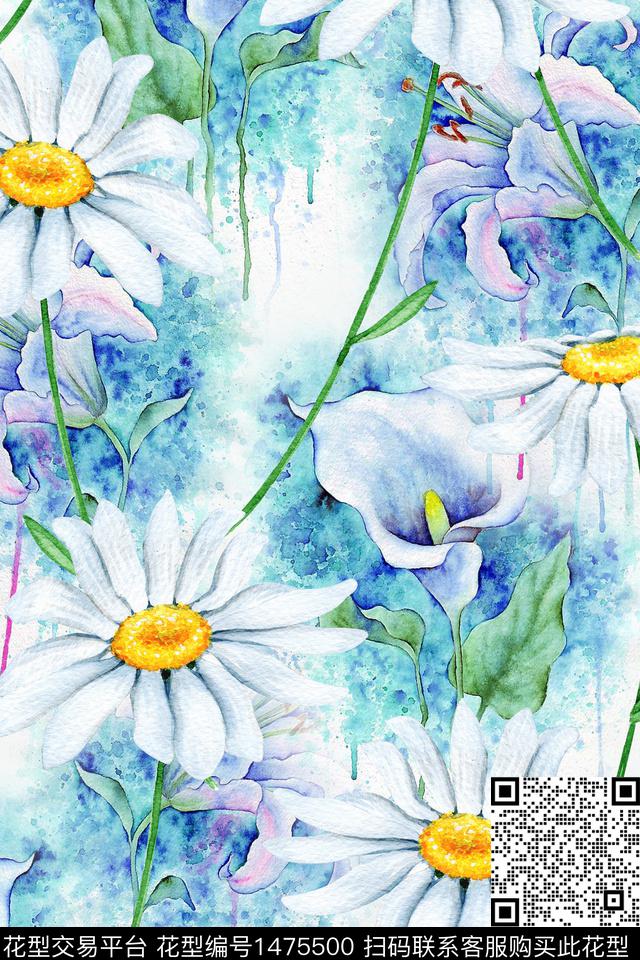 春夏华亿平台大花渐变数码印花华亿平台下载（图片编号: 1475500） - 瓦栏（Walan）