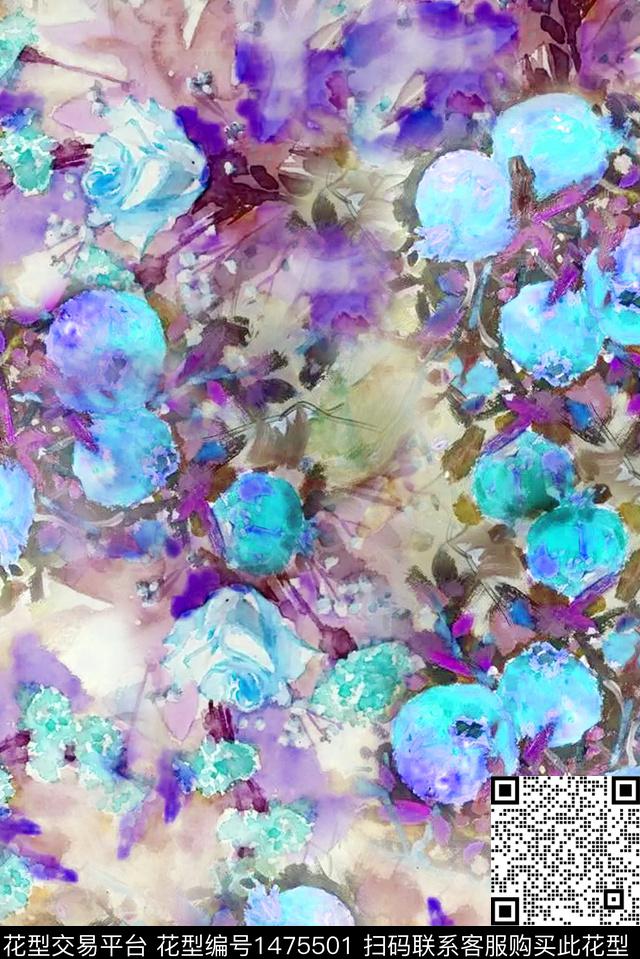 民族风花卉石榴数码印花华亿平台下载（图片编号: 1475501） - 瓦栏（Walan）