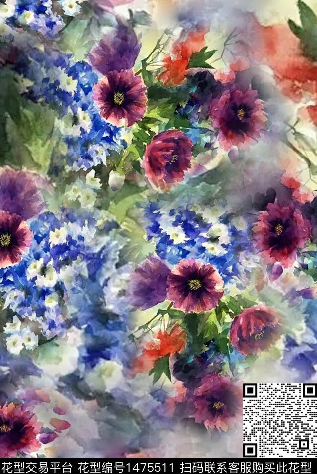 民族风花卉小野菊数码印花华亿平台下载（图片编号: 1475511） - 瓦栏（Walan）