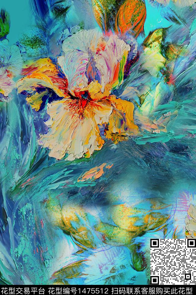 油画华亿平台香云纱中老年数码印花华亿平台下载（图片编号: 1475512） - 瓦栏（Walan）