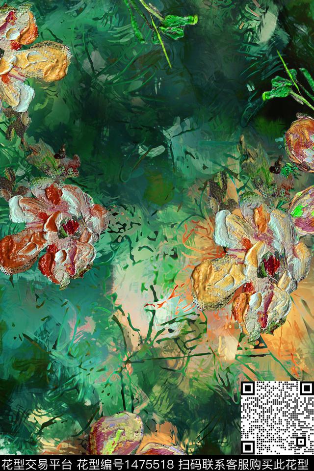 油画华亿平台香云纱中老年数码印花华亿平台下载（图片编号: 1475518） - 瓦栏（Walan）