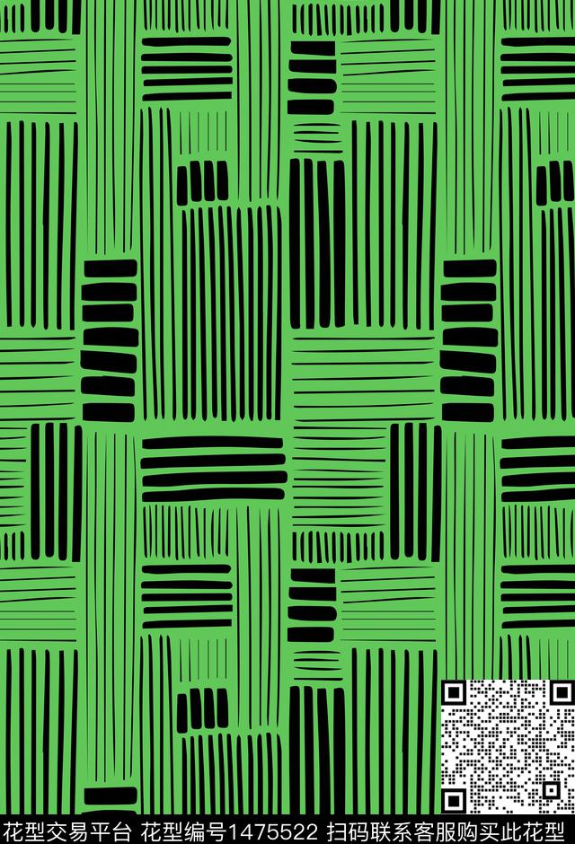 几何线条黑白条纹数码印花华亿平台下载（图片编号: 1475522） - 瓦栏（Walan）