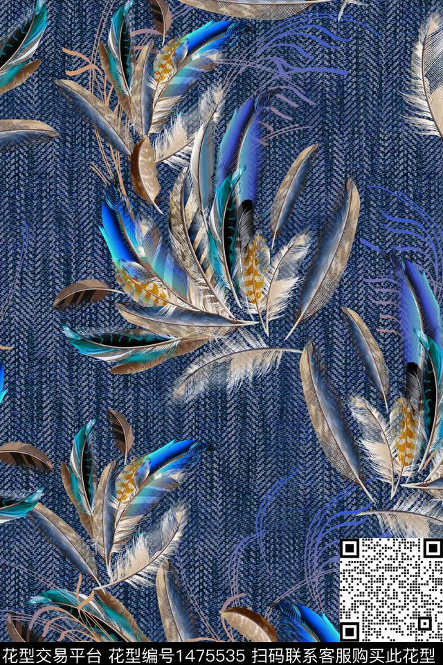 羽毛雕印华亿平台中老年数码印花华亿平台下载（图片编号: 1475535） - 瓦栏（Walan）