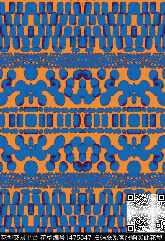 涂鸦几何撞色数码印花华亿平台下载（图片编号: 1475547） - 瓦栏（Walan）