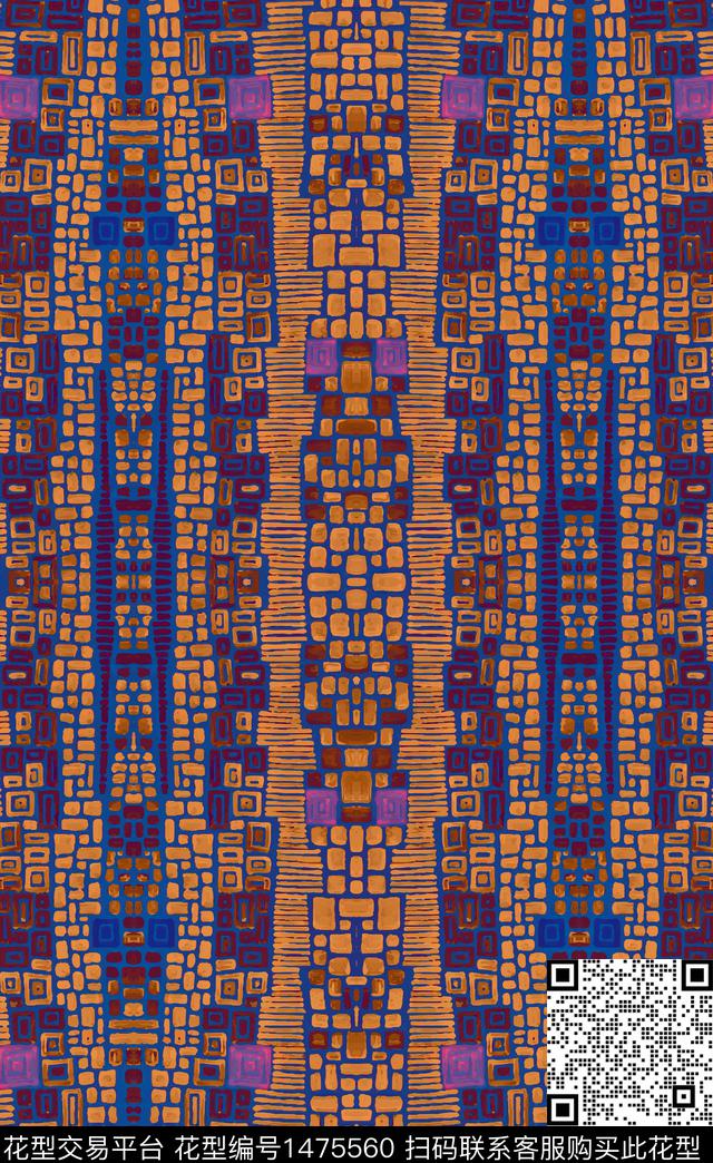 涂鸦撞色线条数码印花华亿平台下载（图片编号: 1475560） - 瓦栏（Walan）