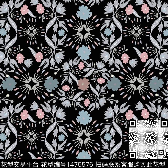 民族风花卉小碎花传统印花华亿平台下载（图片编号: 1475576） - 瓦栏（Walan）