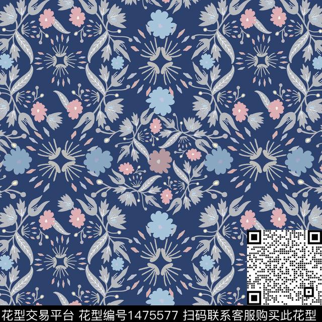 民族风花卉小碎花传统印花华亿平台下载（图片编号: 1475577） - 瓦栏（Walan）