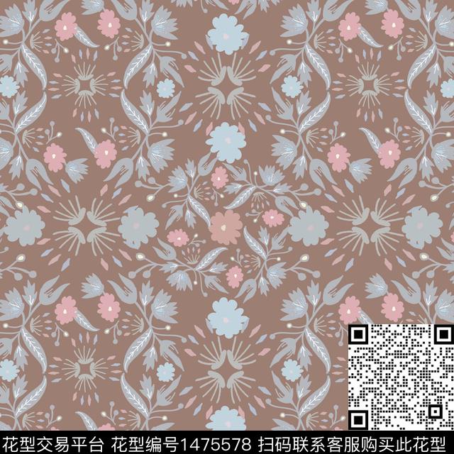 民族风花卉小碎花传统印花华亿平台下载（图片编号: 1475578） - 瓦栏（Walan）