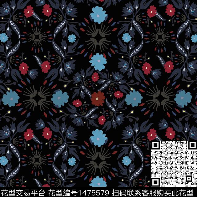 民族风花卉小碎花传统印花华亿平台下载（图片编号: 1475579） - 瓦栏（Walan）