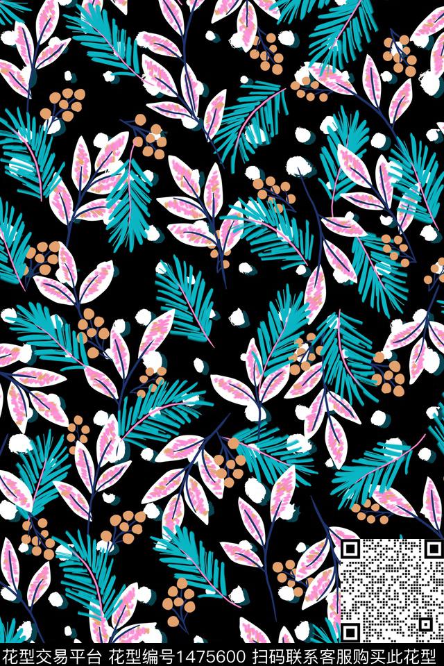 绿植树叶春夏华亿平台大牌风数码印花华亿平台下载（图片编号: 1475600） - 瓦栏（Walan）