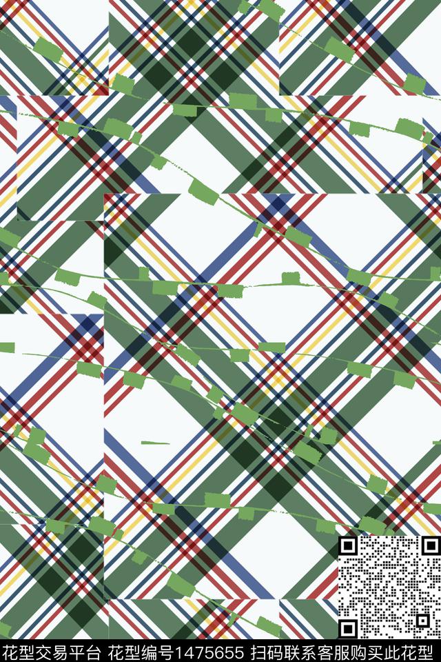 连衣裙几何格子传统印花华亿平台下载（图片编号: 1475655） - 瓦栏（Walan）