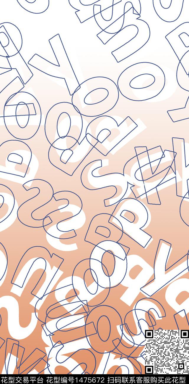 线条渐变字母数码印花华亿平台下载（图片编号: 1475672） - 瓦栏（Walan）