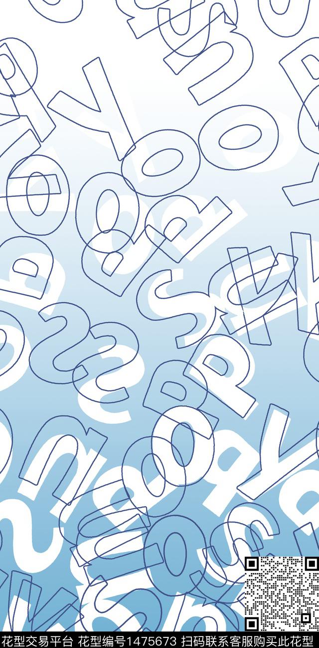 线条渐变字母数码印花华亿平台下载（图片编号: 1475673） - 瓦栏（Walan）