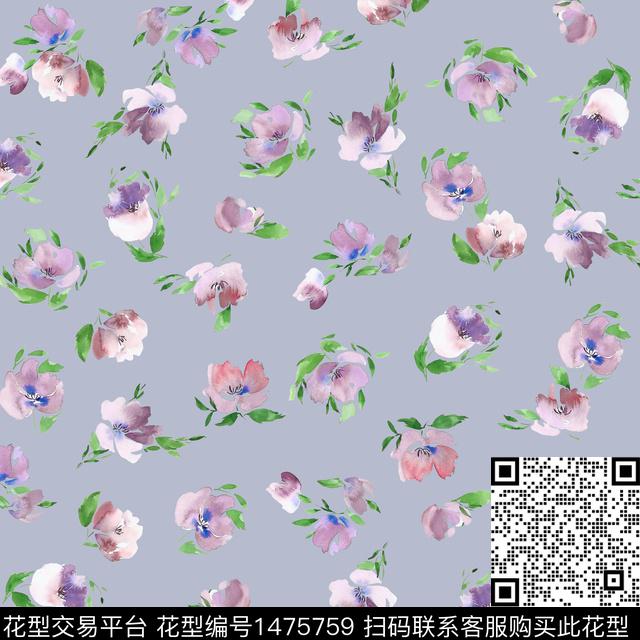 花卉满版散花小碎花数码印花华亿平台下载（图片编号: 1475759） - 瓦栏（Walan）