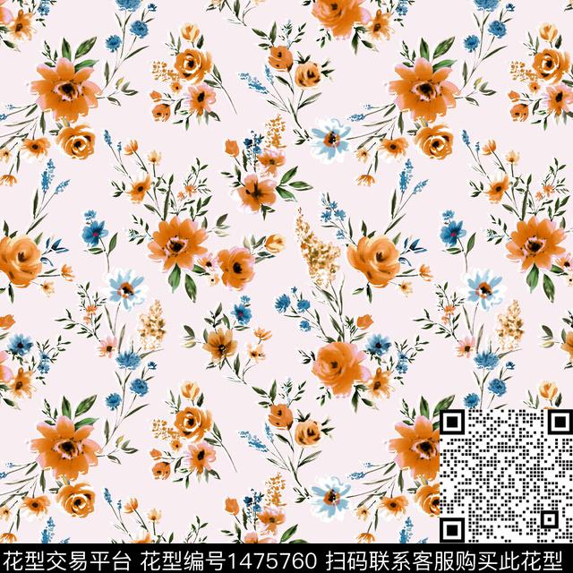 花卉满版散花小碎花数码印花华亿平台下载（图片编号: 1475760） - 瓦栏（Walan）