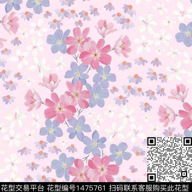 花卉满版散花小碎花数码印花华亿平台下载（图片编号: 1475761） - 瓦栏（Walan）