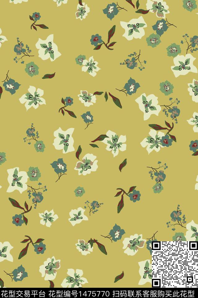 花卉满版散花小碎花数码印花华亿平台下载（图片编号: 1475770） - 瓦栏（Walan）