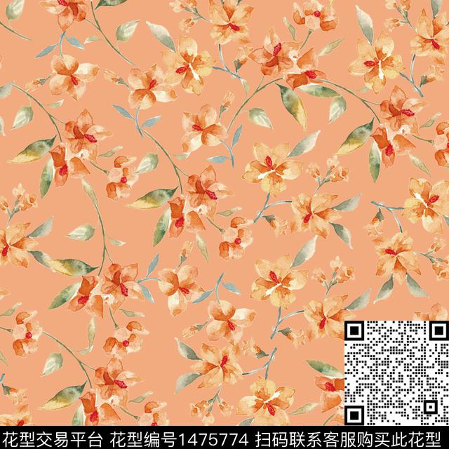 花卉满版散花小碎花数码印花华亿平台下载（图片编号: 1475774） - 瓦栏（Walan）