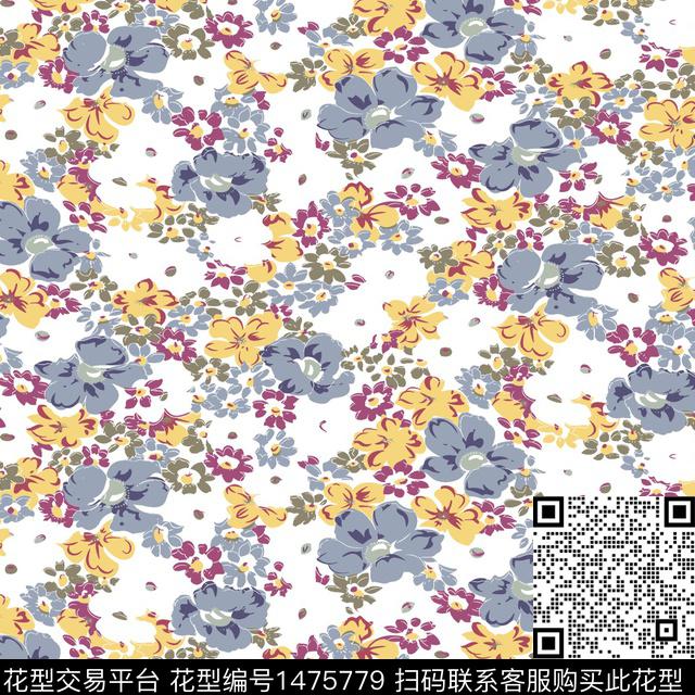 花卉满版散花小碎花数码印花华亿平台下载（图片编号: 1475779） - 瓦栏（Walan）