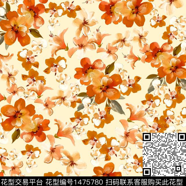 花卉满版散花小碎花数码印花华亿平台下载（图片编号: 1475780） - 瓦栏（Walan）
